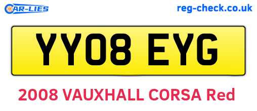 YY08EYG are the vehicle registration plates.