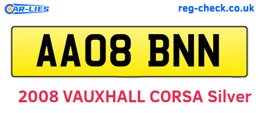 AA08BNN are the vehicle registration plates.