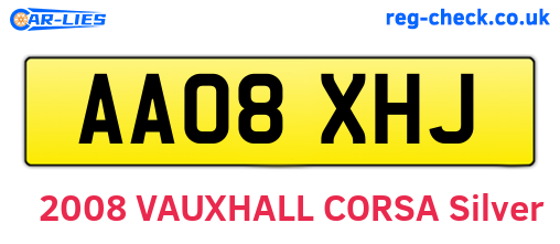 AA08XHJ are the vehicle registration plates.