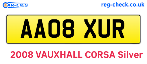 AA08XUR are the vehicle registration plates.