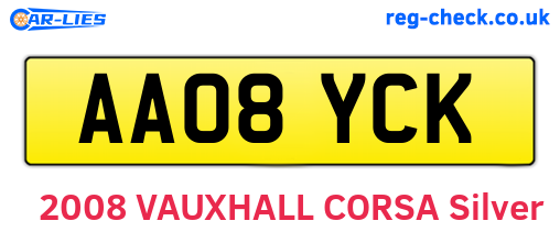 AA08YCK are the vehicle registration plates.
