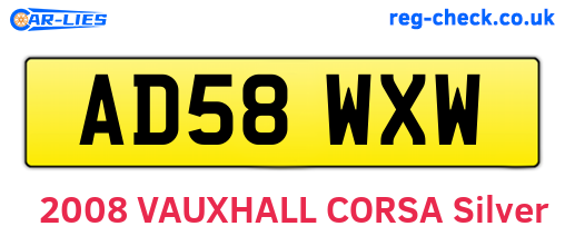 AD58WXW are the vehicle registration plates.