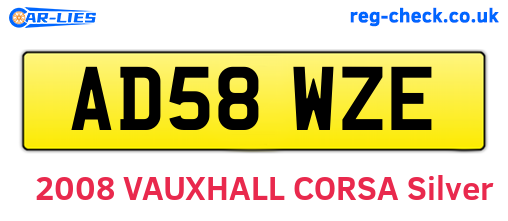 AD58WZE are the vehicle registration plates.