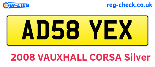 AD58YEX are the vehicle registration plates.