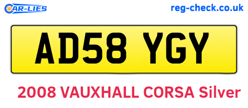 AD58YGY are the vehicle registration plates.
