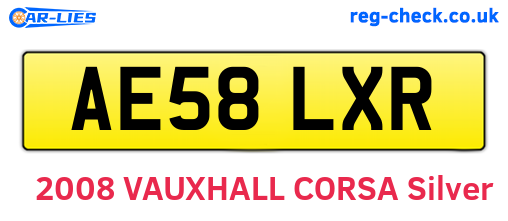 AE58LXR are the vehicle registration plates.