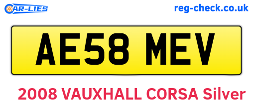 AE58MEV are the vehicle registration plates.