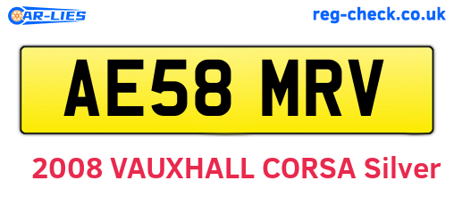 AE58MRV are the vehicle registration plates.