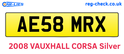 AE58MRX are the vehicle registration plates.