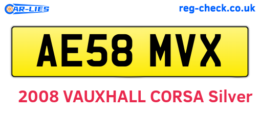 AE58MVX are the vehicle registration plates.