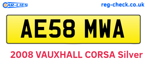 AE58MWA are the vehicle registration plates.