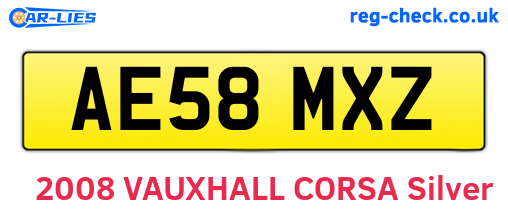 AE58MXZ are the vehicle registration plates.