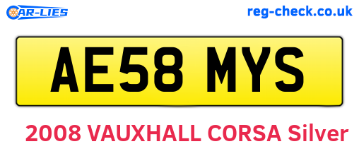 AE58MYS are the vehicle registration plates.