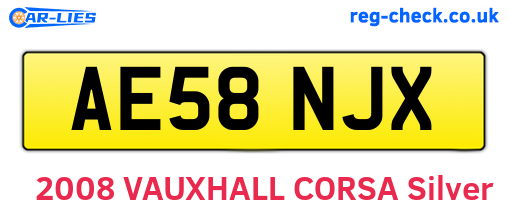 AE58NJX are the vehicle registration plates.