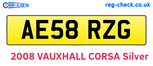 AE58RZG are the vehicle registration plates.
