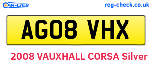AG08VHX are the vehicle registration plates.