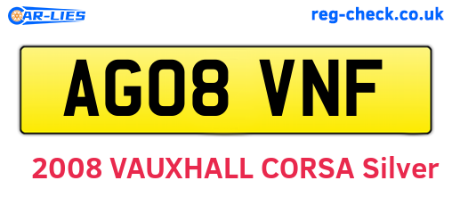 AG08VNF are the vehicle registration plates.