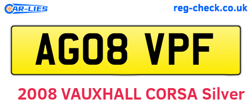 AG08VPF are the vehicle registration plates.