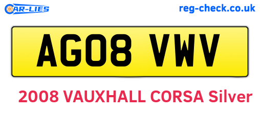 AG08VWV are the vehicle registration plates.