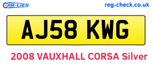 AJ58KWG are the vehicle registration plates.
