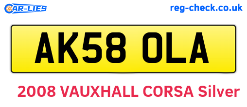 AK58OLA are the vehicle registration plates.