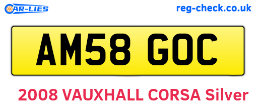 AM58GOC are the vehicle registration plates.