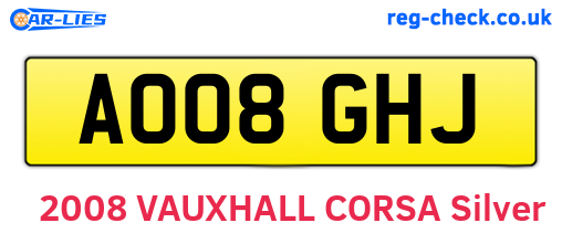 AO08GHJ are the vehicle registration plates.