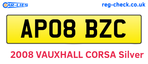 AP08BZC are the vehicle registration plates.