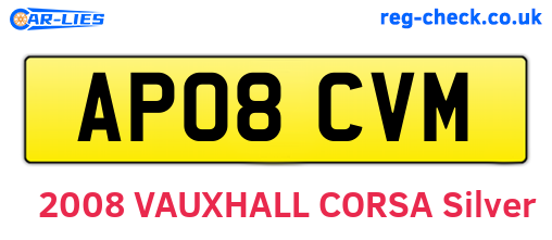 AP08CVM are the vehicle registration plates.