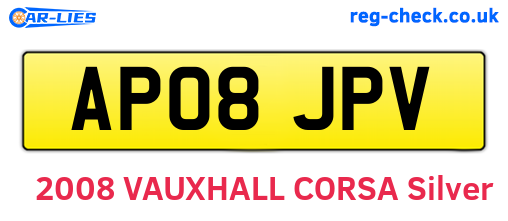 AP08JPV are the vehicle registration plates.