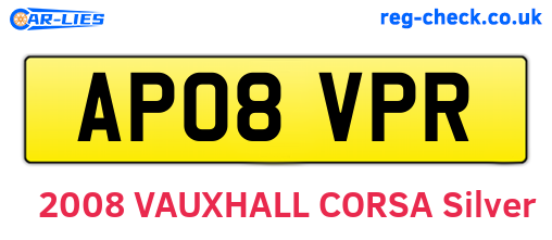 AP08VPR are the vehicle registration plates.