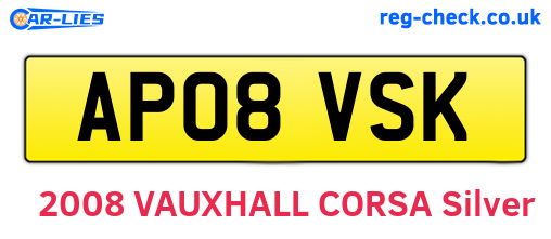 AP08VSK are the vehicle registration plates.