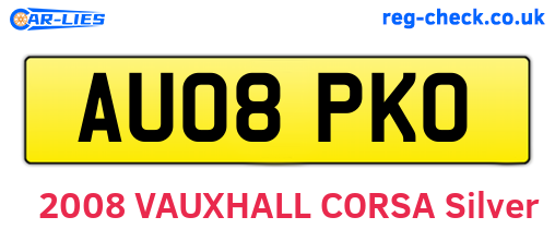 AU08PKO are the vehicle registration plates.
