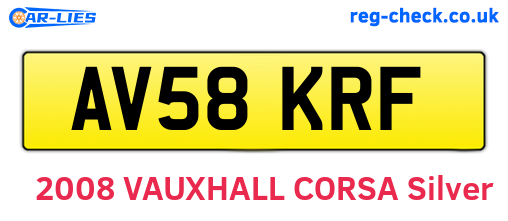 AV58KRF are the vehicle registration plates.