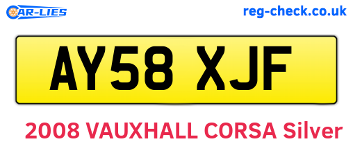 AY58XJF are the vehicle registration plates.