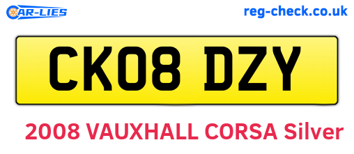 CK08DZY are the vehicle registration plates.