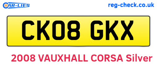 CK08GKX are the vehicle registration plates.