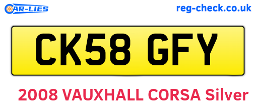 CK58GFY are the vehicle registration plates.