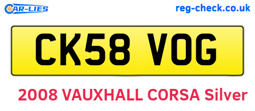 CK58VOG are the vehicle registration plates.