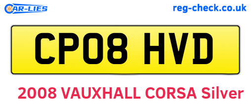 CP08HVD are the vehicle registration plates.