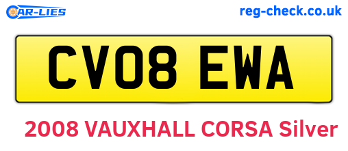 CV08EWA are the vehicle registration plates.