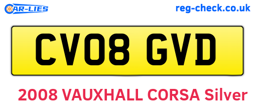 CV08GVD are the vehicle registration plates.