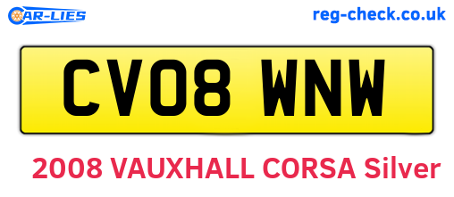 CV08WNW are the vehicle registration plates.