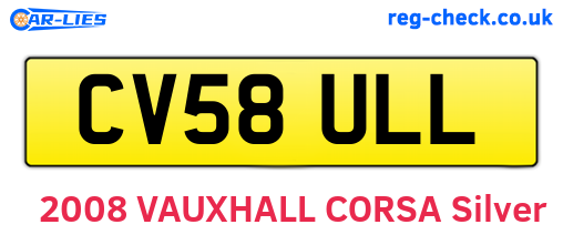 CV58ULL are the vehicle registration plates.