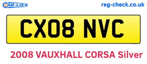 CX08NVC are the vehicle registration plates.
