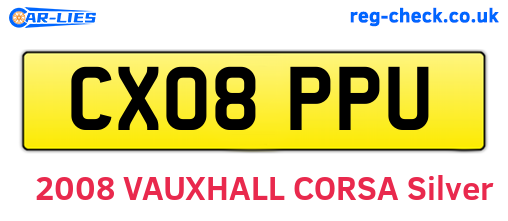 CX08PPU are the vehicle registration plates.
