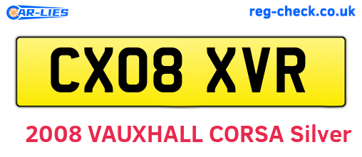 CX08XVR are the vehicle registration plates.