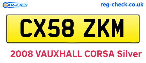 CX58ZKM are the vehicle registration plates.