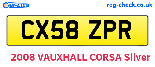 CX58ZPR are the vehicle registration plates.