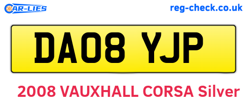 DA08YJP are the vehicle registration plates.